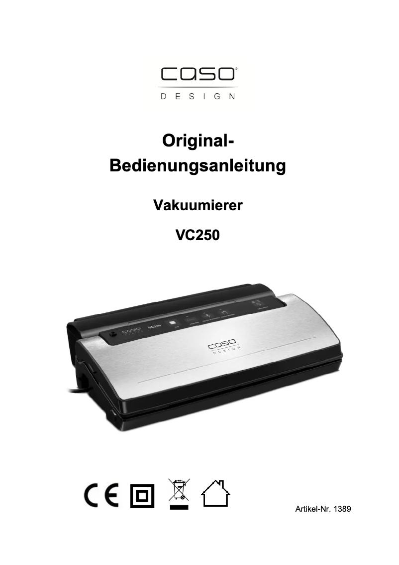 Página 1 del manual Manual de usuario Caso VC250