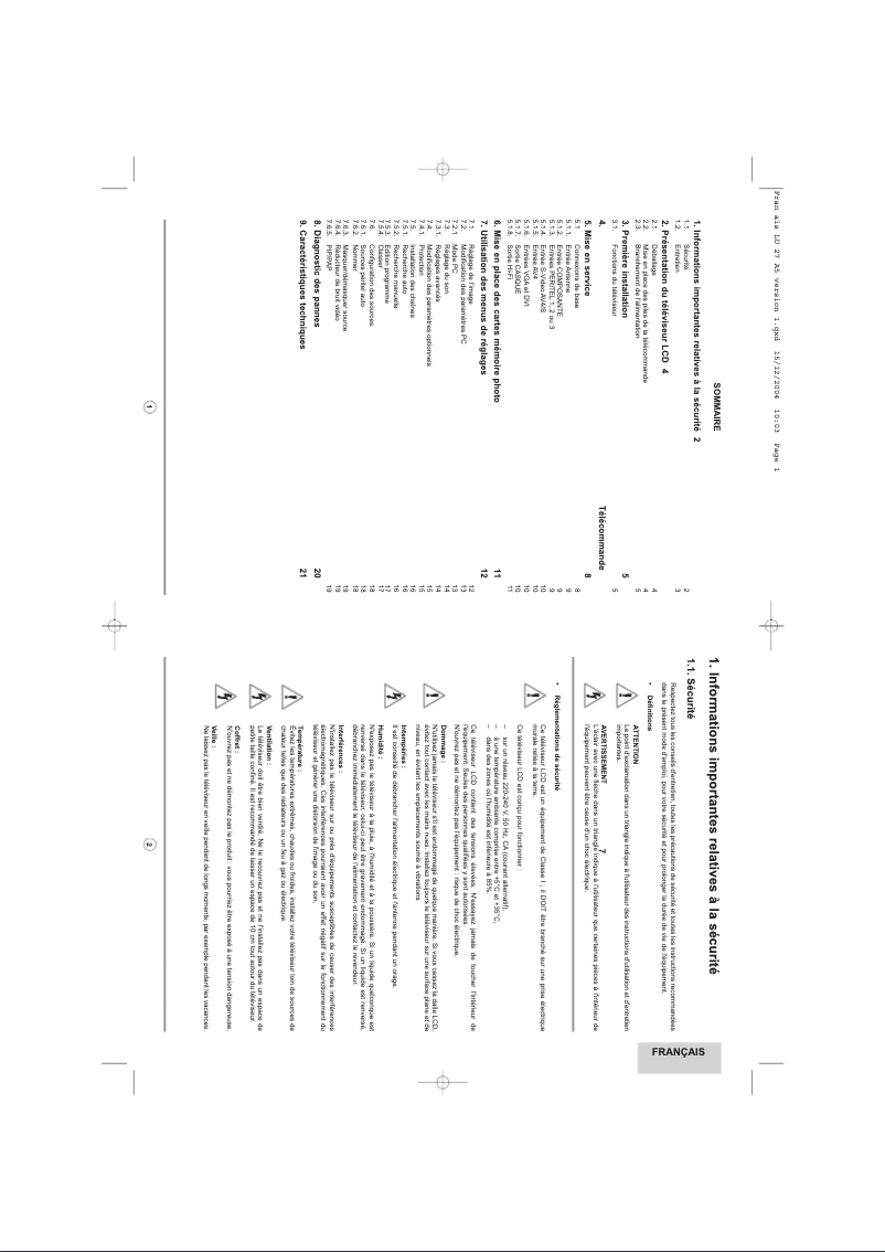 Página 1 del manual Manual de usuario Sagem Axium HD-L27