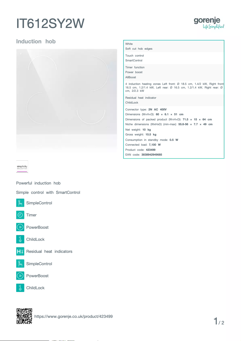 Imagen de la primera página del manual del dispositivo IT612SY2W