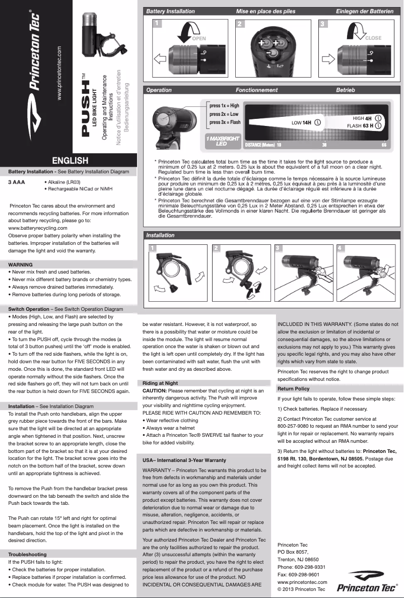 Imagen de la primera página del manual del dispositivo Push