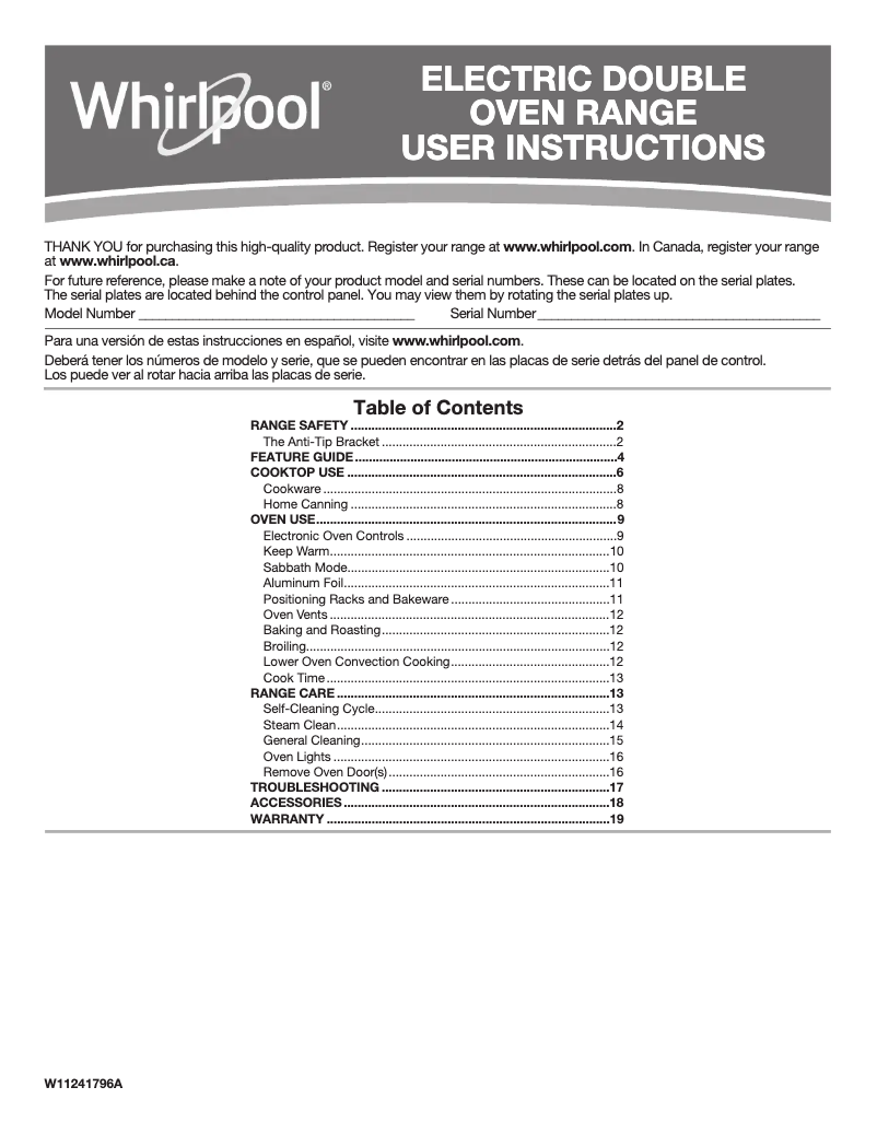 Imagen de la primera página del manual del dispositivo WGE745C0FH
