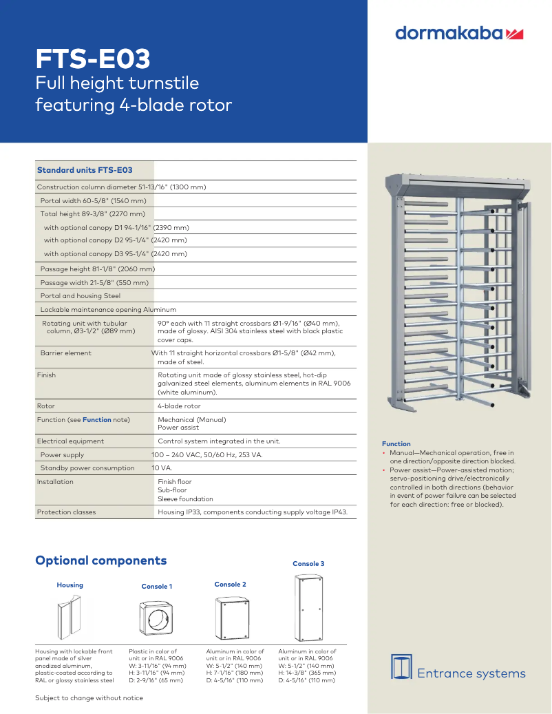 Página 1 del manual Manual de usuario Dormakaba FTS-E03