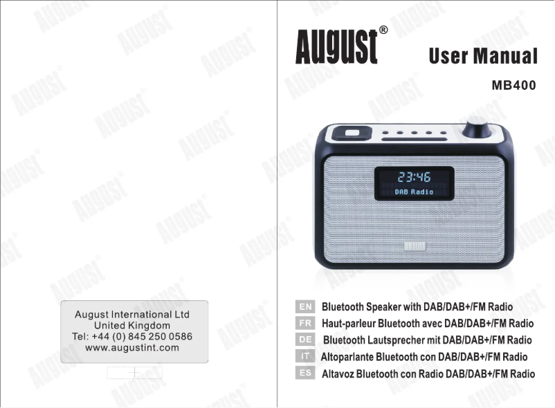 Página 1 del manual Manual de usuario August MB400