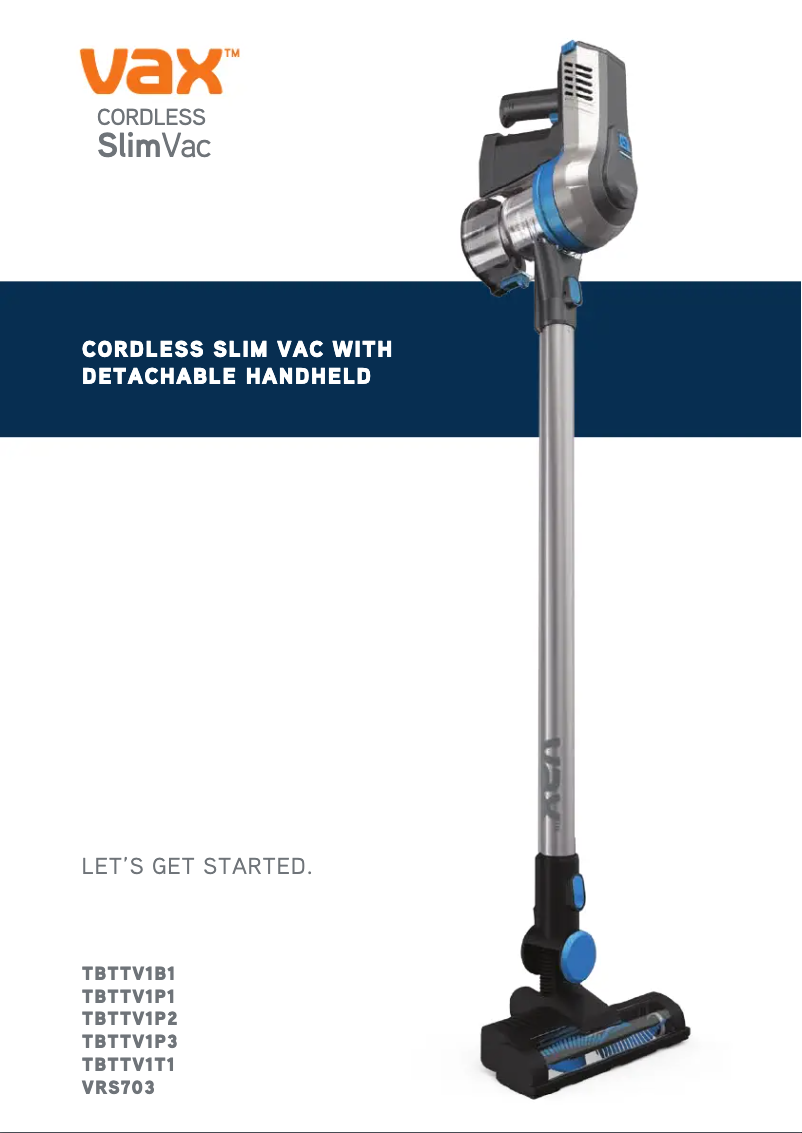 Página nº 1 - Manual de usuario Vax Cordless SlimVac TBTTV1P3
