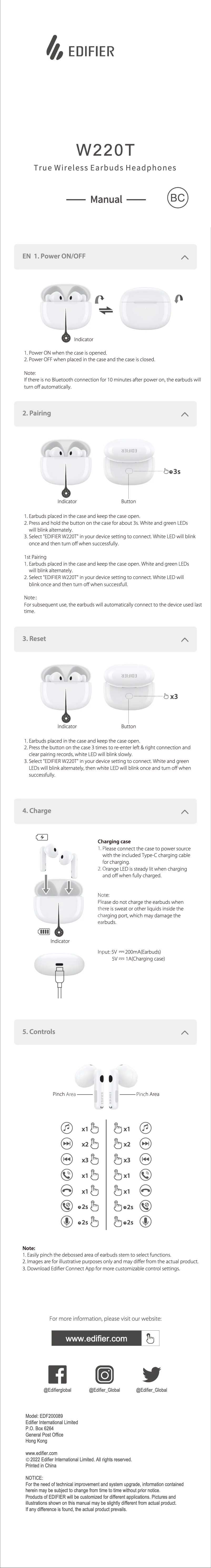 Imagen de la primera página del manual del dispositivo W220T