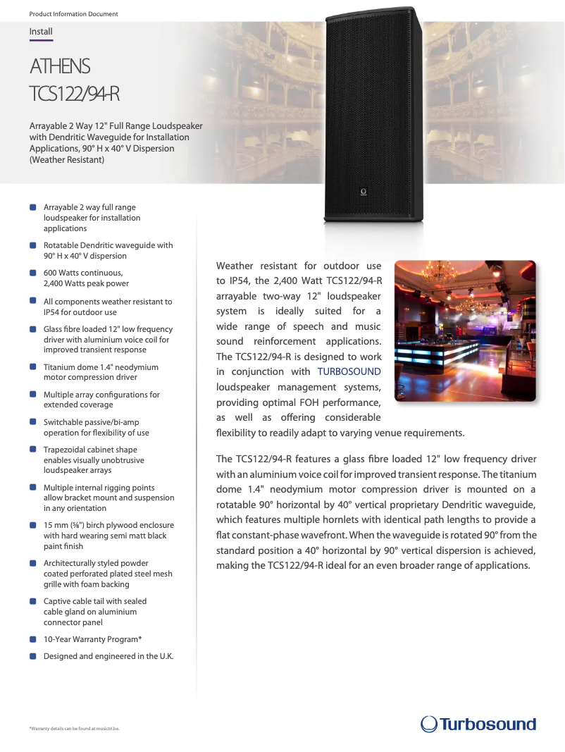 Imagen de la primera página del manual del dispositivo Athens TCS122/94-R