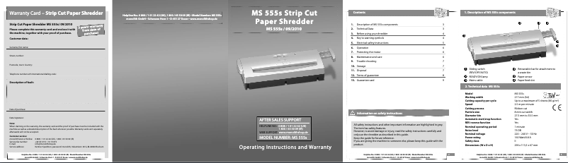 Imagen de la primera página del manual del dispositivo MS555s