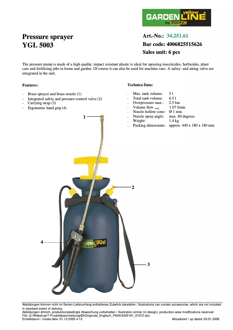 Página 1 del manual Manual de usuario Yellow Garden Line YGL 5003