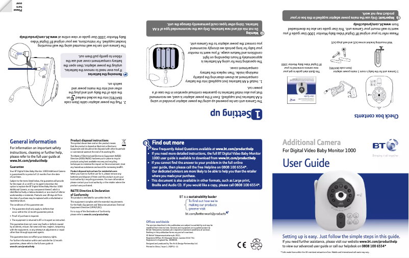 Página 1 del manual Manual de usuario British Telecom Digital Video Baby Monitor 1000