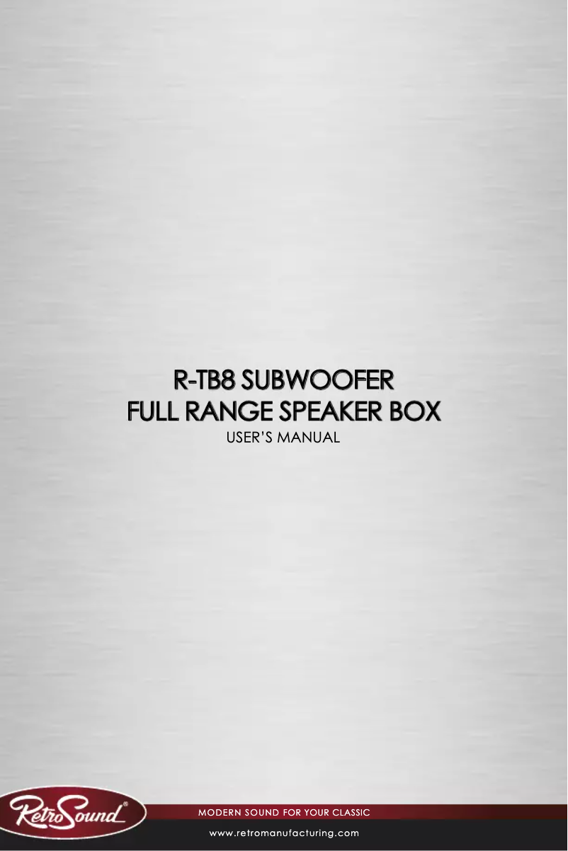 Página nº 1 - Manual de usuario RetroSound R-TB8
