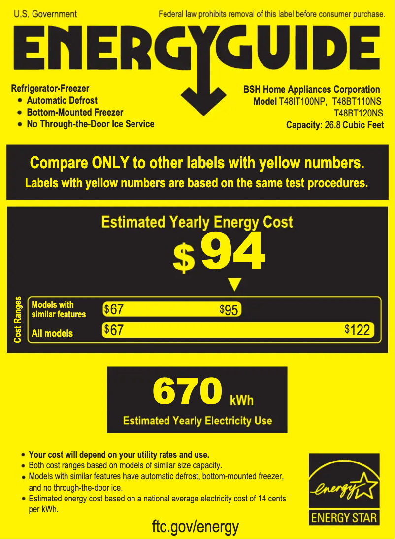 Página 1 del manual Etiqueta energética Thermador T48BT110NS