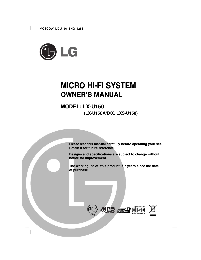 Página nº 1 - Manual de usuario LG LX-U150D