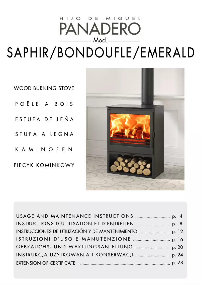 Imagen de la primera página del manual del dispositivo Saphir