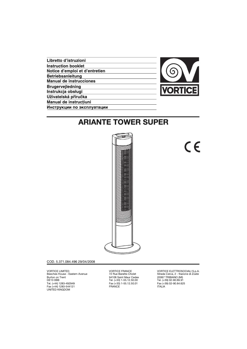 Imagen de la primera página del manual del dispositivo Ariante Tower Super
