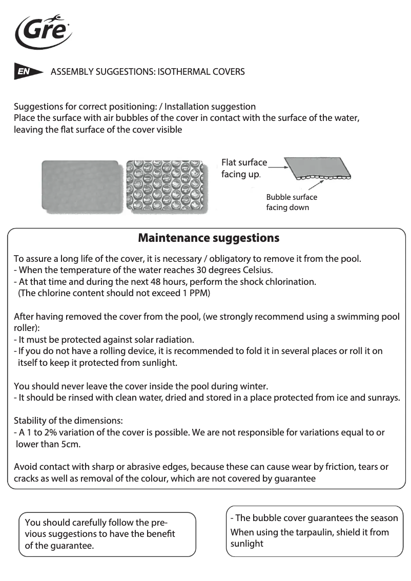 Página nº 1 - Manual de instrucciones Gre CV790204