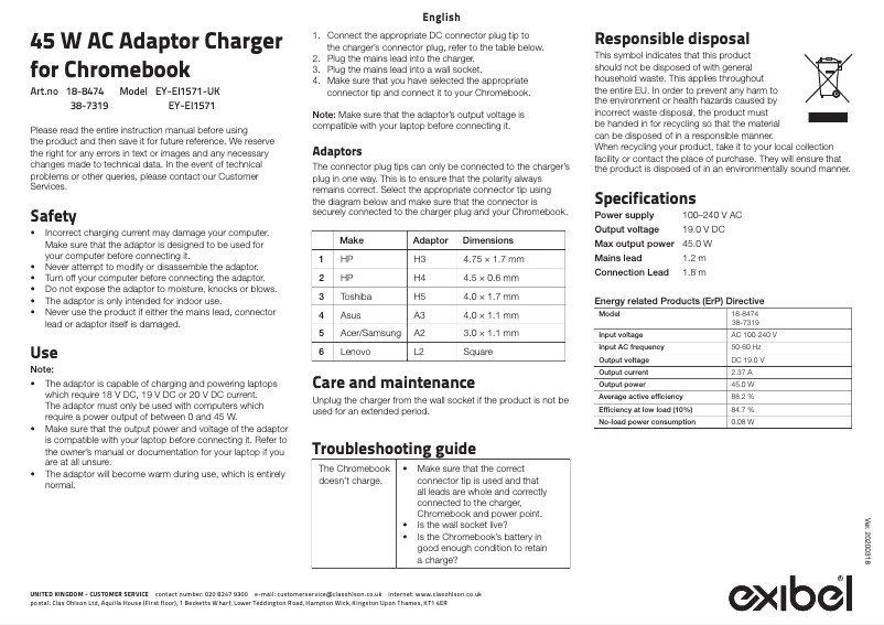 Página 1 del manual Manual de usuario Exibel EY-EI1571