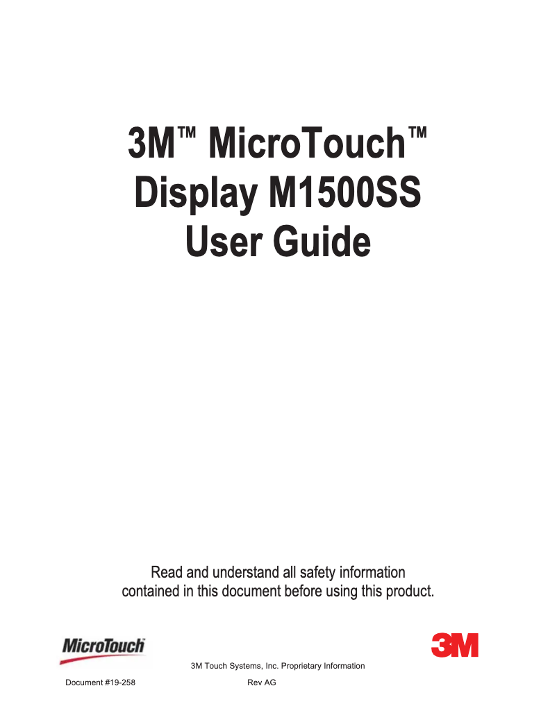 Página nº 1 - Manual de usuario MicroTouch M1500SS