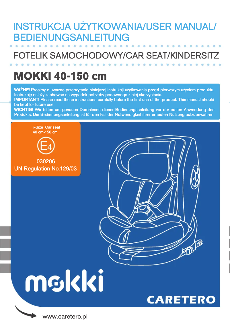 Imagen de la primera página del manual del dispositivo Mokki i-Size