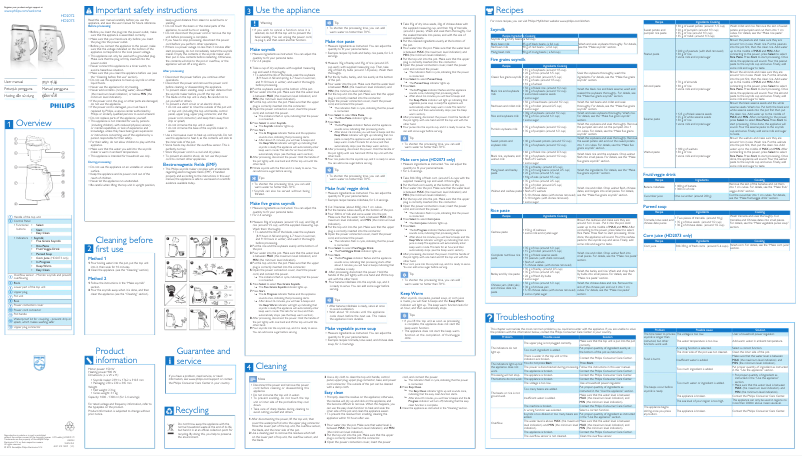 Página 1 del manual Manual de usuario Philips Avance Collection HD2073