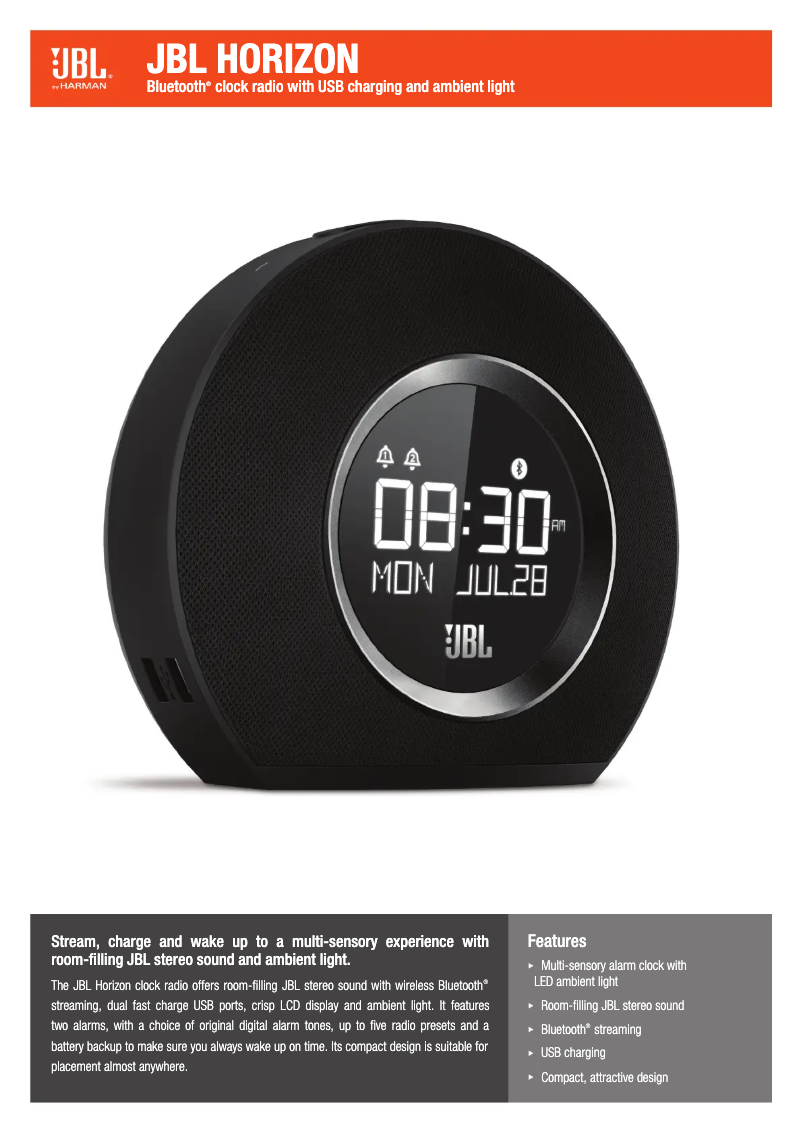 Página 1 del manual Ficha técnica JBL Horizon