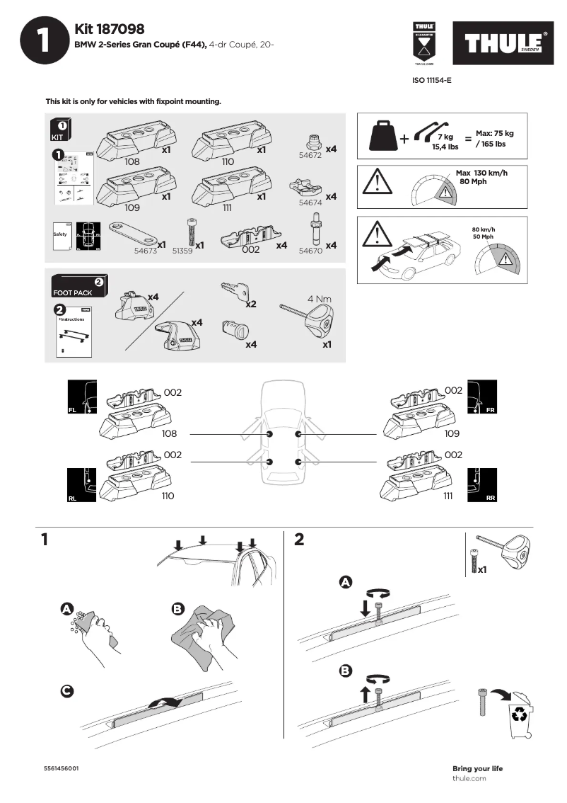 Página nº 1 - Manual de usuario Thule Kit 187098