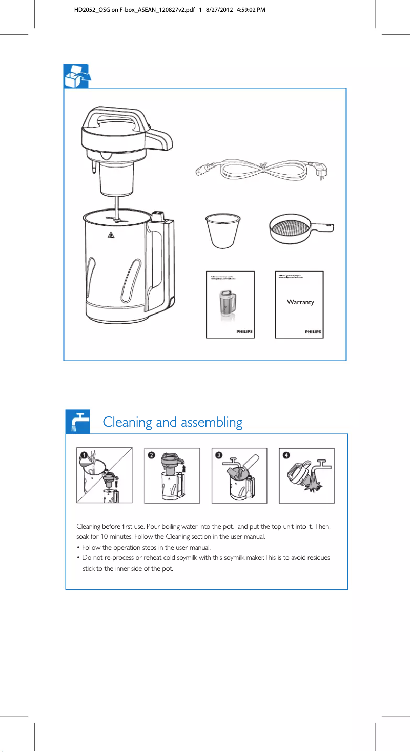 Página 1 del manual Guía de inicio rápido Philips Daily Collection HD2052