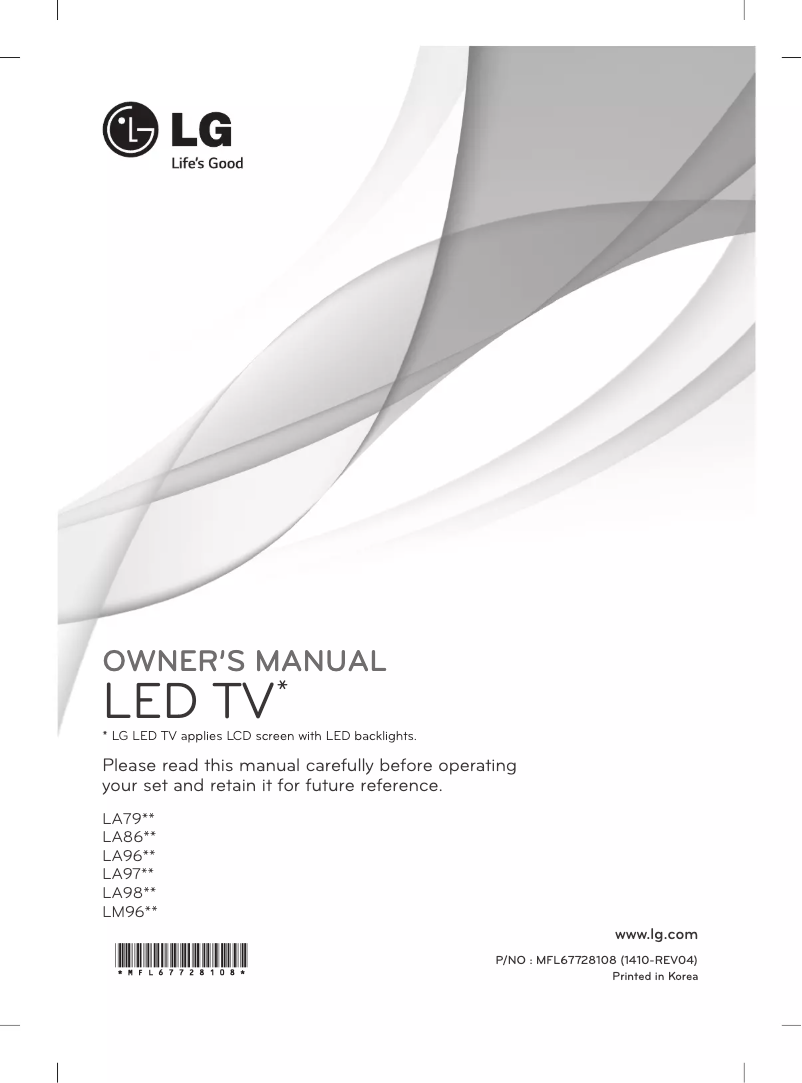 Imagen de la primera página del manual del dispositivo 60LA860W