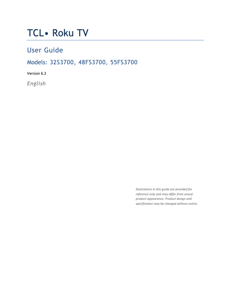 Imagen de la primera página del manual del dispositivo Roku 48FS3700