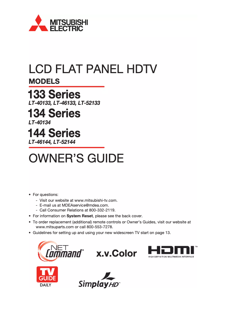 Página 1 del manual Manual de usuario Mitsubishi LT-46133