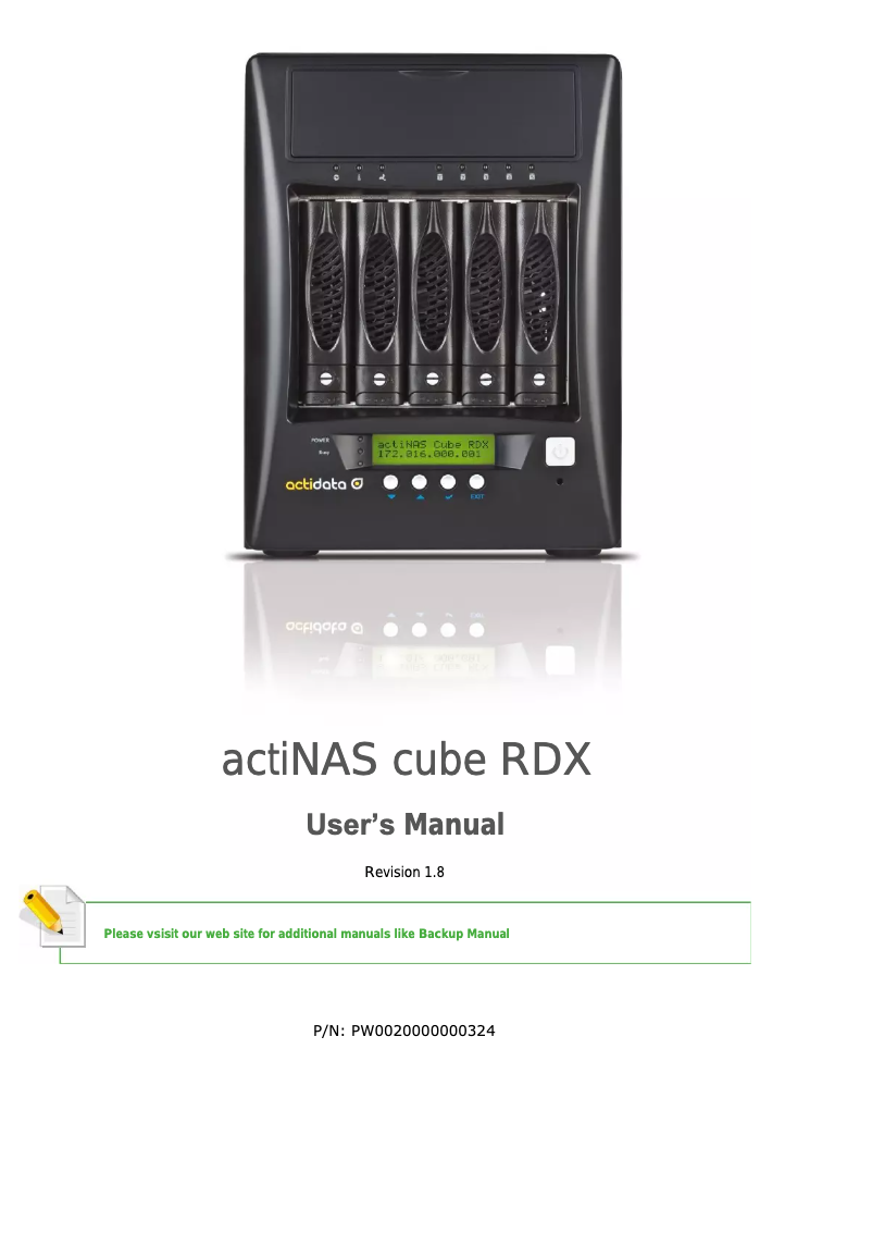 Página 1 del manual Manual de usuario Actidata actiNAS Cube RDX