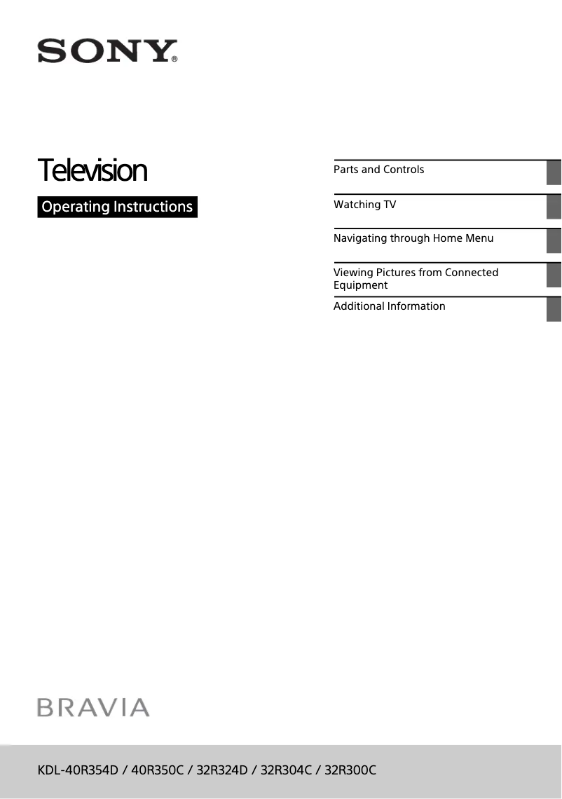 Página 1 del manual Manual de usuario Sony Bravia KDL-40R350C