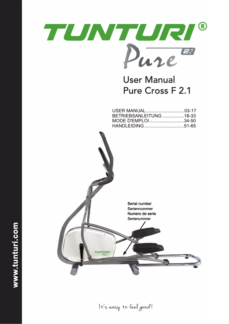 Página 1 del manual Manual de usuario Tunturi Pure F 2.1