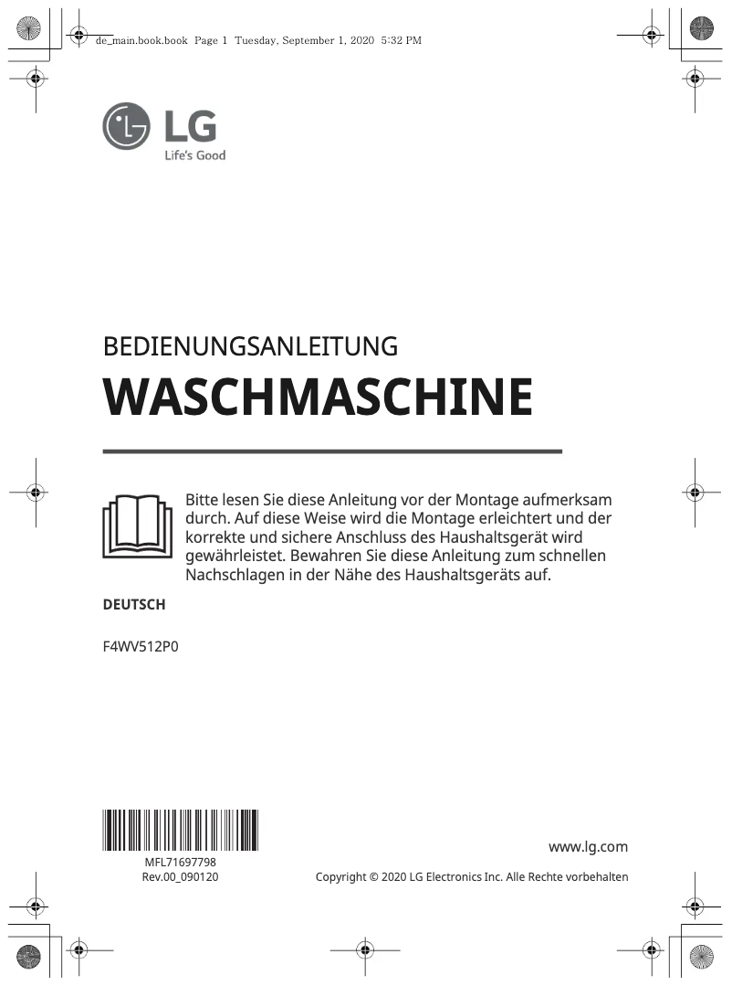 Imagen de la primera página del manual del dispositivo F4WV512P0