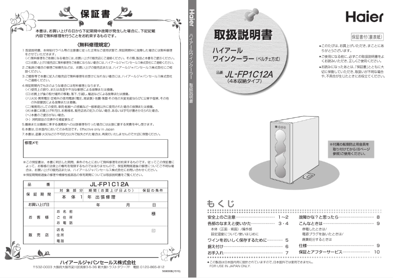 Página 1 del manual Manual de usuario Haier JL-FP1C12A