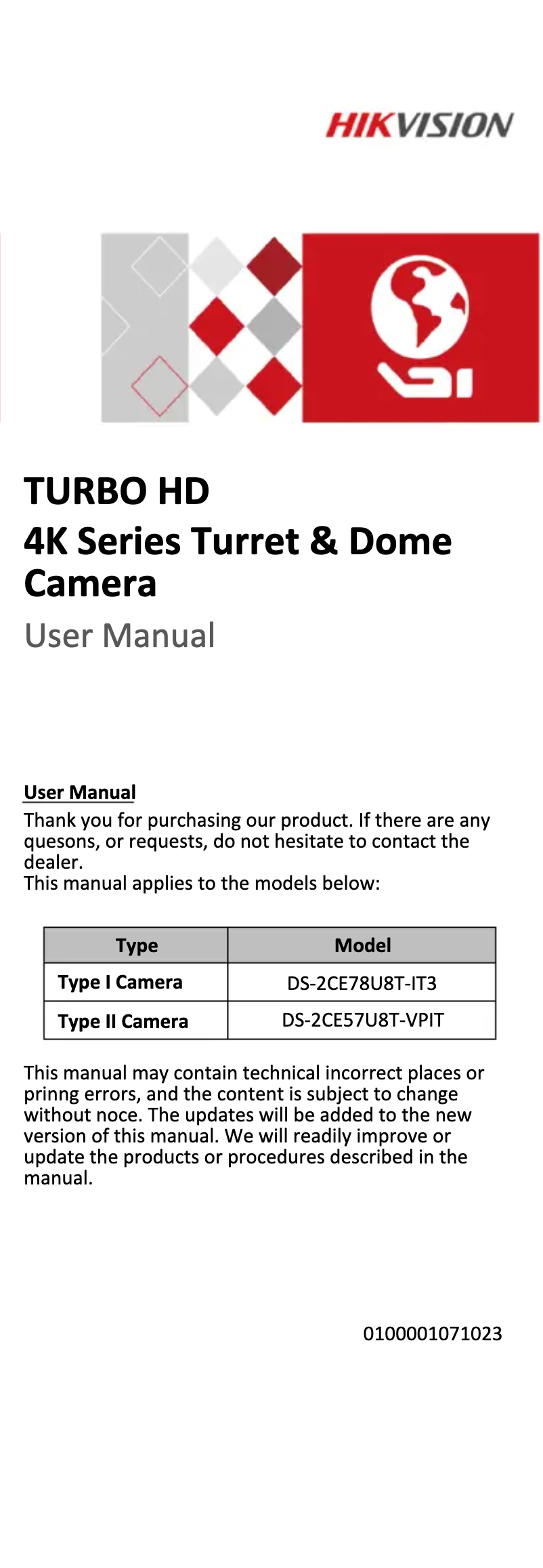 Página 1 del manual Manual de usuario Hikvision DS-2CE78U8T-IT3