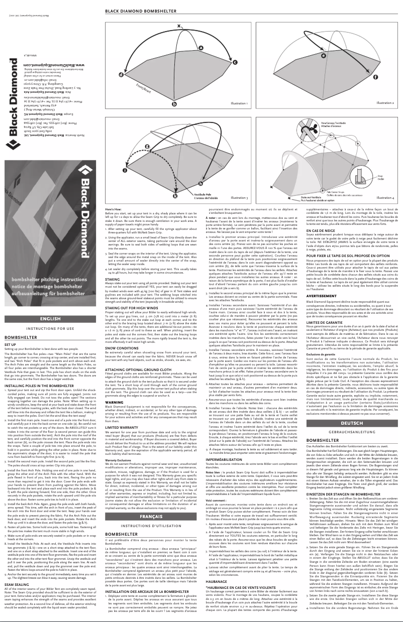 Página 1 del manual Manual de usuario Black Diamond Bombshelter