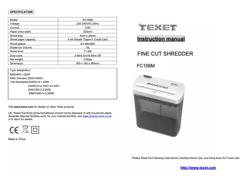 Página 1 del manual Manual de usuario Texet FC156M