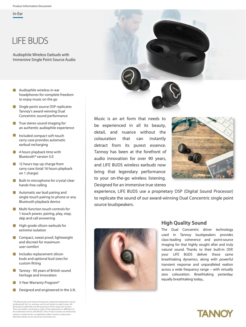 Imagen de la primera página del manual del dispositivo Life Buds