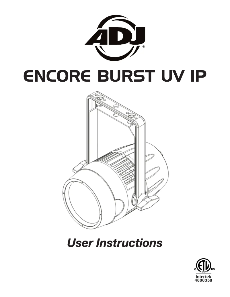 Imagen de la primera página del manual del dispositivo Encore Burst UV IP