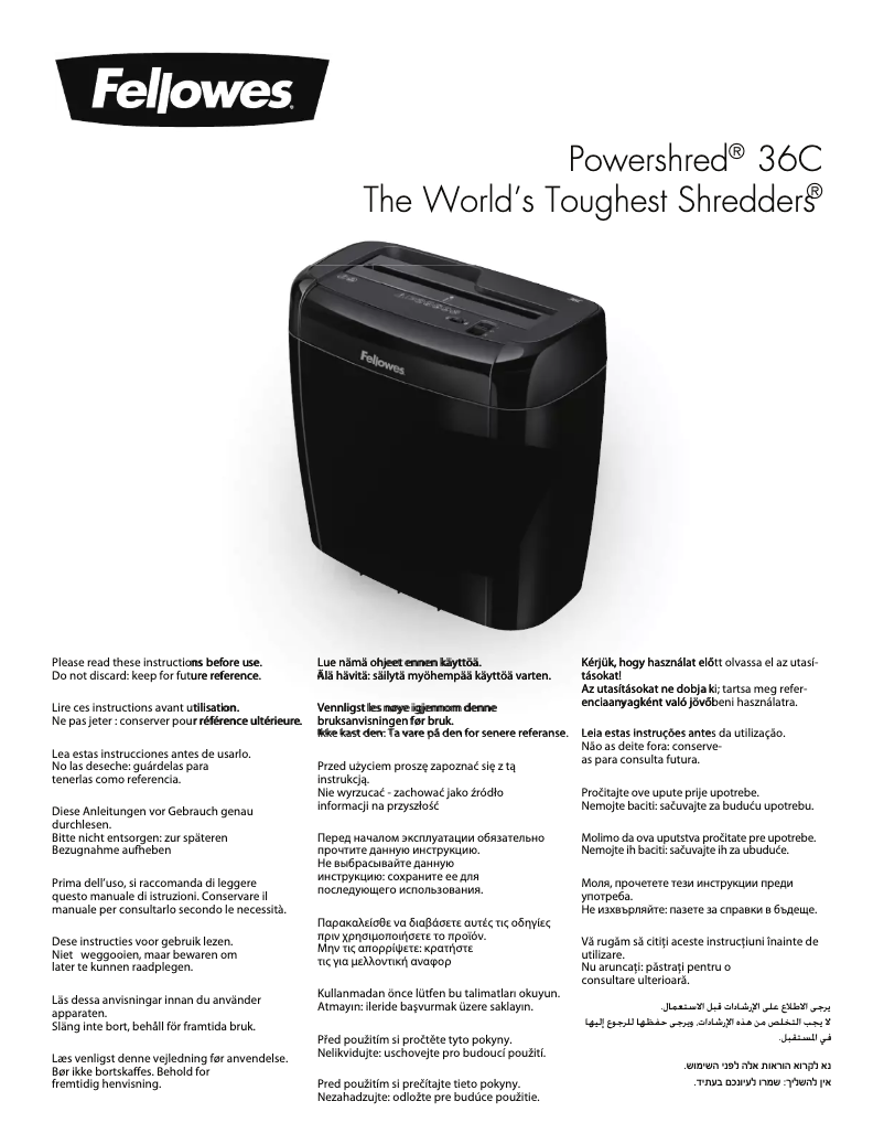 Página 1 del manual Manual de usuario Fellowes Powershred 36C