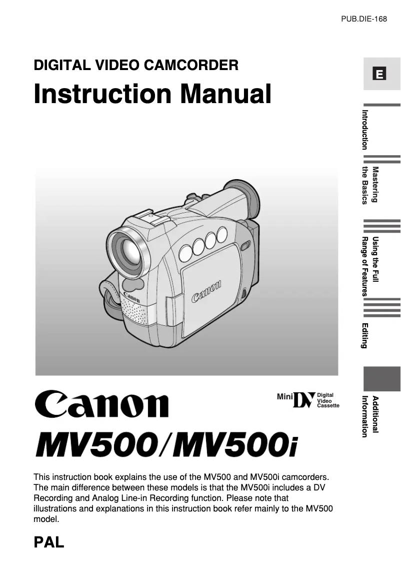 Página nº 1 - Manual de usuario Canon MV500