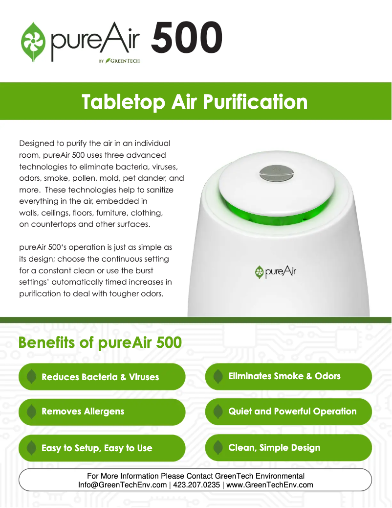 Página 1 del manual Ficha técnica Greentec 500