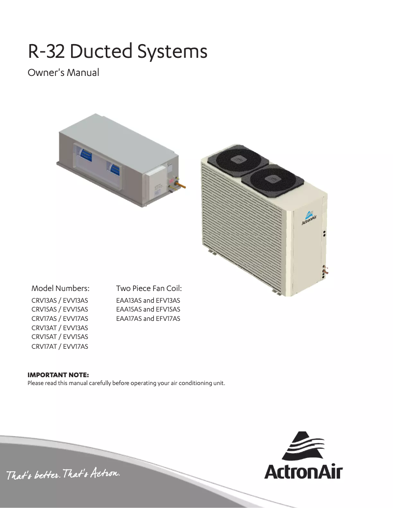 Página 1 del manual Manual de usuario ActronAir CRV15AS