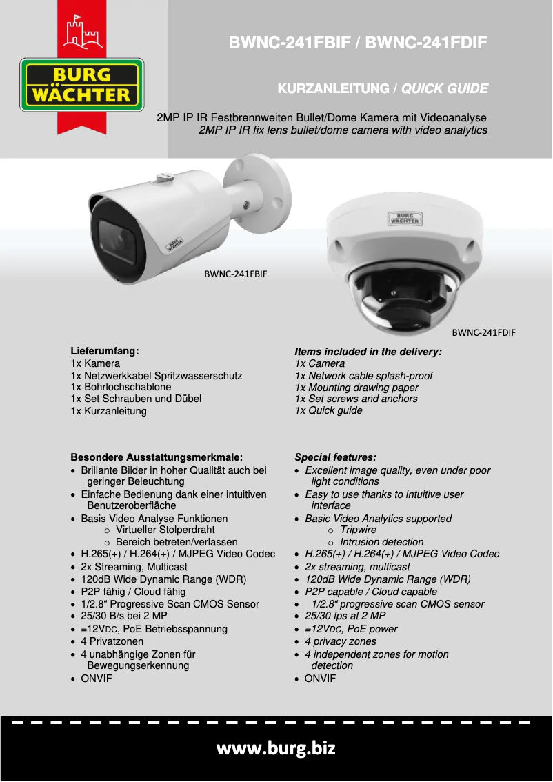 Imagen de la primera página del manual del dispositivo BWNC-241FBIF