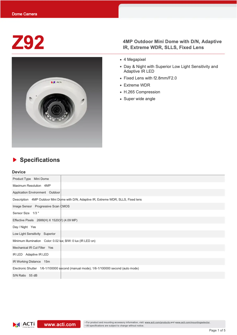 Imagen de la primera página del manual del dispositivo Z92
