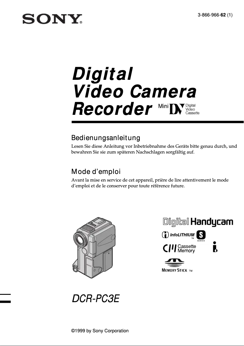 Imagen de la primera página del manual del dispositivo DCR-PC3E