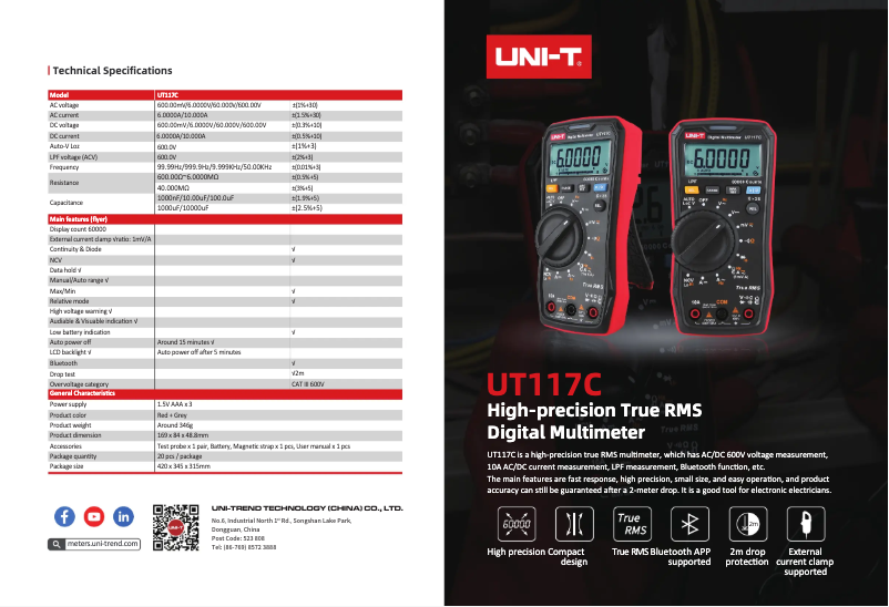 Imagen de la primera página del manual del dispositivo UT117C