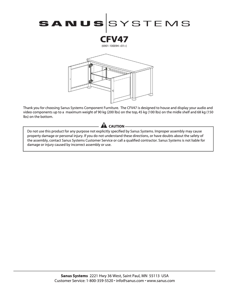 Página 1 del manual Manual de usuario Sanus CFV47