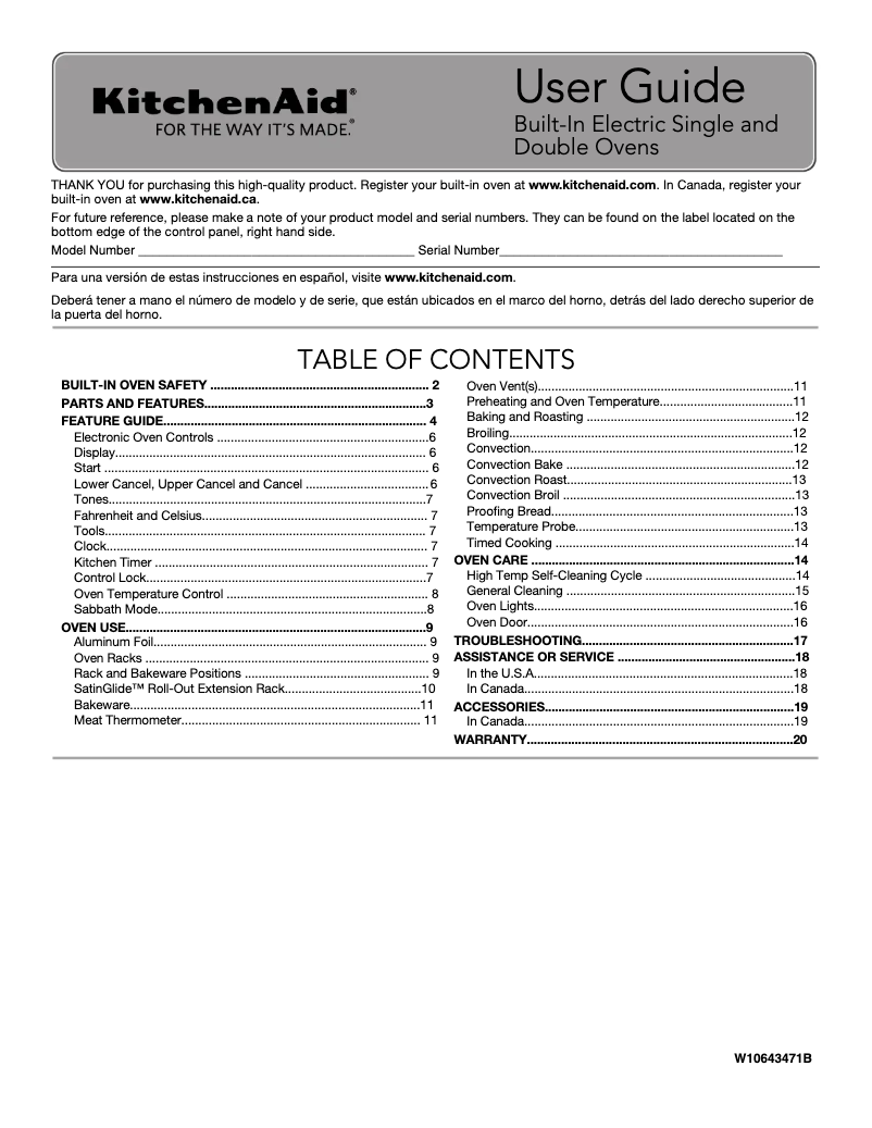 Página nº 1 - Manual de usuario KitchenAid KOSE507EWH