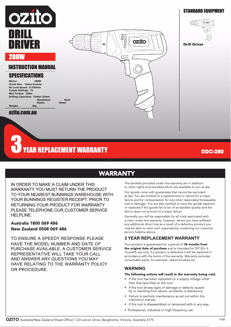 Imagen de la primera página del manual del dispositivo DDC-280